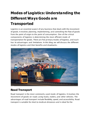 Modes of Logistics Understanding the Different Ways Goods are Transported.docx