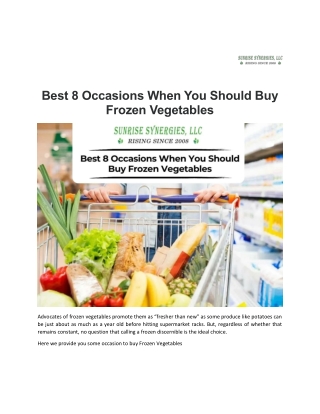 Best 8 Occasions When You Should Buy Frozen Vegetables