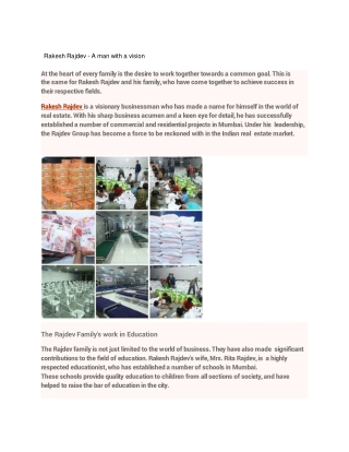 Rakesh Rajdev - A man with a vision