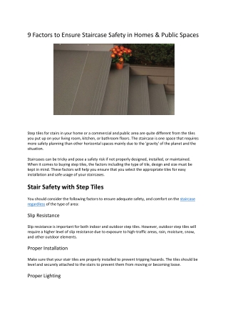 9 Factors to Ensure Staircase Safety in Homes