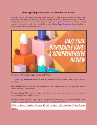 Daze Egge Disposable Vape A Comprehensive Review