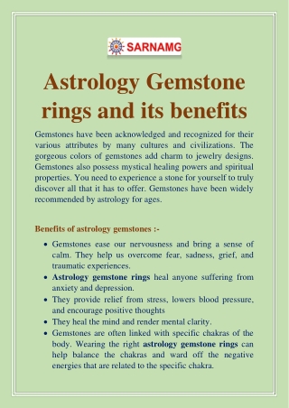 Astrology Gemstone rings and its benefits