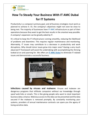 How To Steady Your Business With IT AMC Dubai for IT Systems?