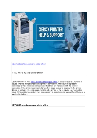 Why is my xerox printer offline?