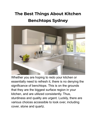 The Best Things About Kitchen Benchtops Sydney