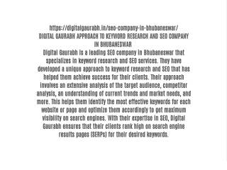 DIGITAL GAURABH APPROACH TO KEYWORD RESEARCH AND SEO COMPANY IN BHUBANESWAR