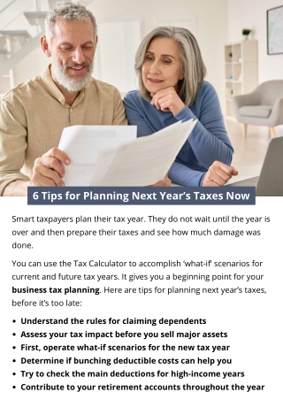 6 Tips for Planning Next Year’s Taxes Now
