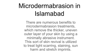 Microdermabrasion in Islamabad