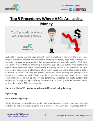 Top 5 Procedures Where ASCs Are Losing Money