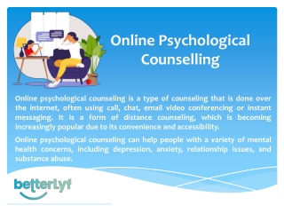 Online Psychological Counselling- Mental Health Therapist