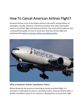 How To Cancel American Airlines Flight