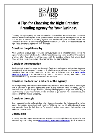 4 Tips for Choosing the Right Creative Branding Agency for Your Business