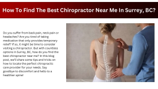 How to Find the Best Chiropractor Near Me in Surrey, BC?