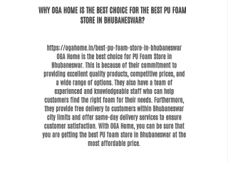 WHY OGA HOME IS THE BEST CHOICE FOR THE BEST PU FOAM STORE IN BHUBANESWAR?