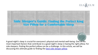 Find Best King Side Sleeper Pillow for Your Needs