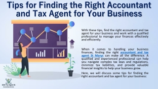 Accountants and tax agents St Marys