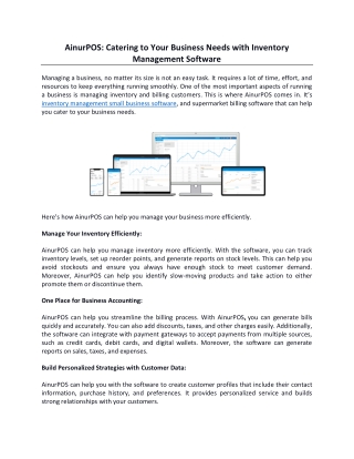 AinurPOS: Catering to Your Business Needs with Inventory Management Software