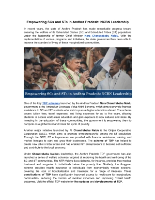 Empowering SCs and STs in Andhra Pradesh NCBN Leadership