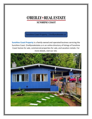 Sunshine Coast Property Oreillyrealestate.ca