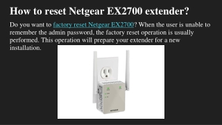 How to reset Netgear EX2700 extender_