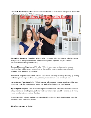 Salon Pos Software in Dubai