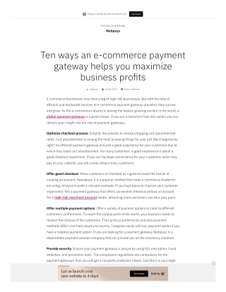 Ten ways an e-commerce payment gateway helps you maximize business profits