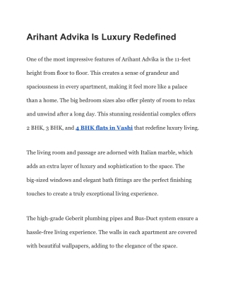 Arihant Advika Is Luxury Redefined