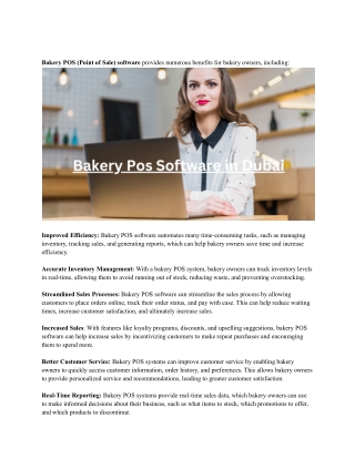Bakery Pos Software in Dubai