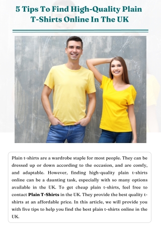 5 Tips To Find High-Quality Plain T-Shirts Online In The UK