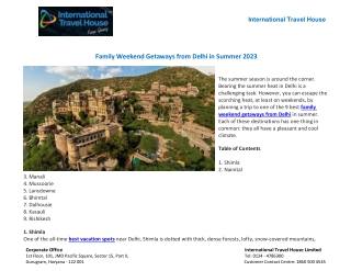 Family Weekend Getaways from Delhi in Summer 2023