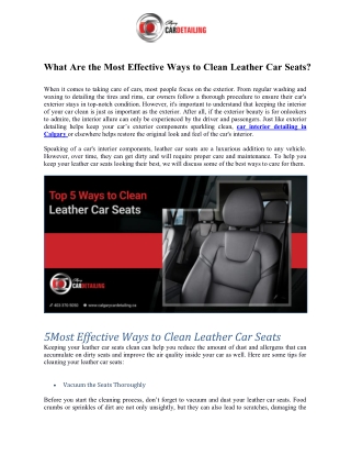 What Are the Most Effective Ways to Clean Leather Car Seats