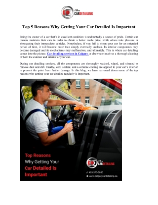 Top 5 Reasons Why Getting Your Car Detailed Is Important