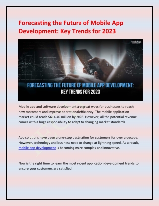 Forecasting the Future of Mobile App Development