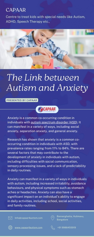 Link between Autism and Anxiety | Best Autism Treatment in Bangalore | CAPAAR