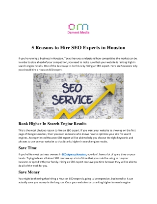 5 Reasons to Hire SEO Experts in Houston