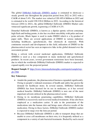 DiMethyl Sulfoxide (DMSO) Market: Key Trends and Growth Drivers