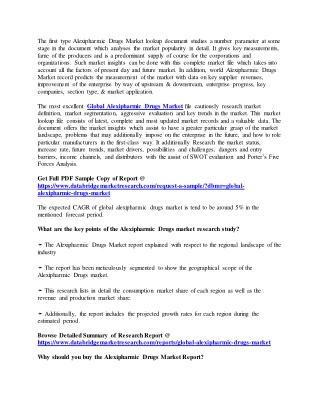 Alexipharmic Drugs Market