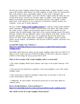 The first type Aseptic Sampling Market