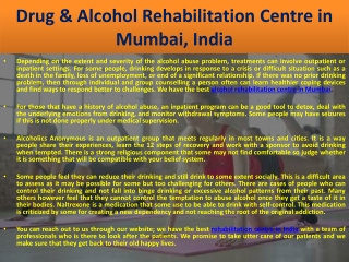 Drug Rehabilitation Centre in Mumbai