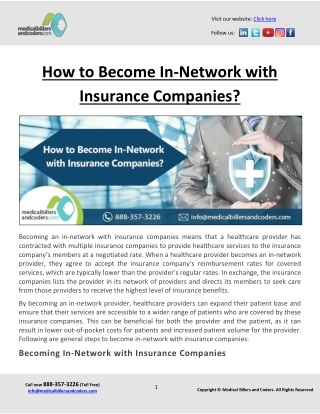 How to Become In-Network with Insurance Companies?