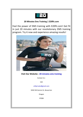 20 Minutes Ems Training  E20fit.com