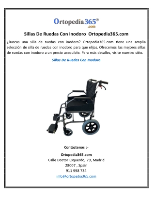 Sillas De Ruedas Con Inodoro | Ortopedia365.com