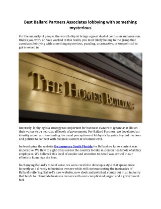 Best Ballard Partners Associates lobbying with something mysterious