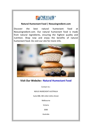 Natural Humectant Food  Nexusingredient.com