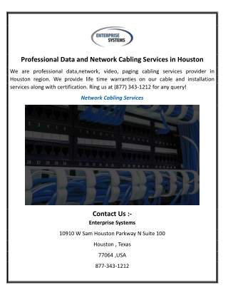 Professional Data and Network Cabling Services in Houston