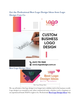 Get the Professional Best Logo Design Ideas from Logo Design Com Co