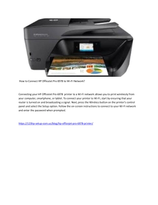 How to Connect HP OfficeJet Pro 6978 to Wi-Fi Network