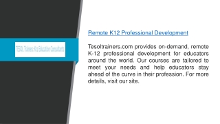 Remote K12 Professional Development  Tesoltrainers.com