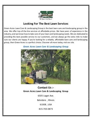 Looking For The Best Lawn Services