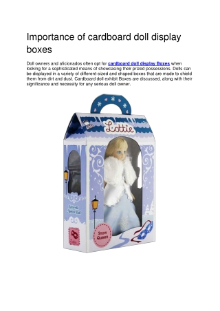 Importance of cardboard display boxes for dolls: